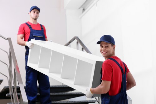 Household items being prepared for transport during a local removal service