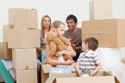 Packed household items prepared for transport during an East Barnet relocation